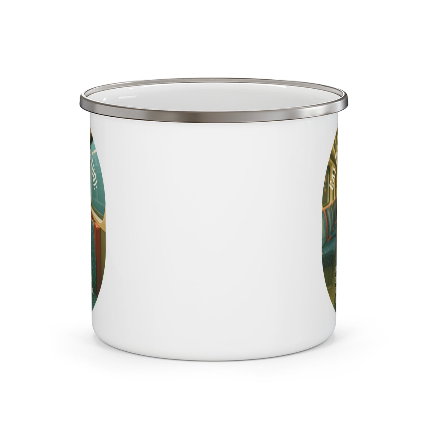 Grumpy Commuter Cat Enamel Mug