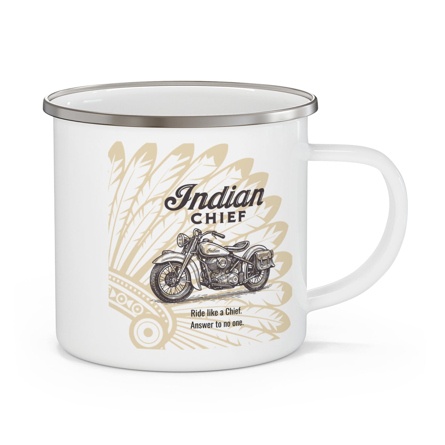 Indian Chief Motorbike Enamel Camping Mug