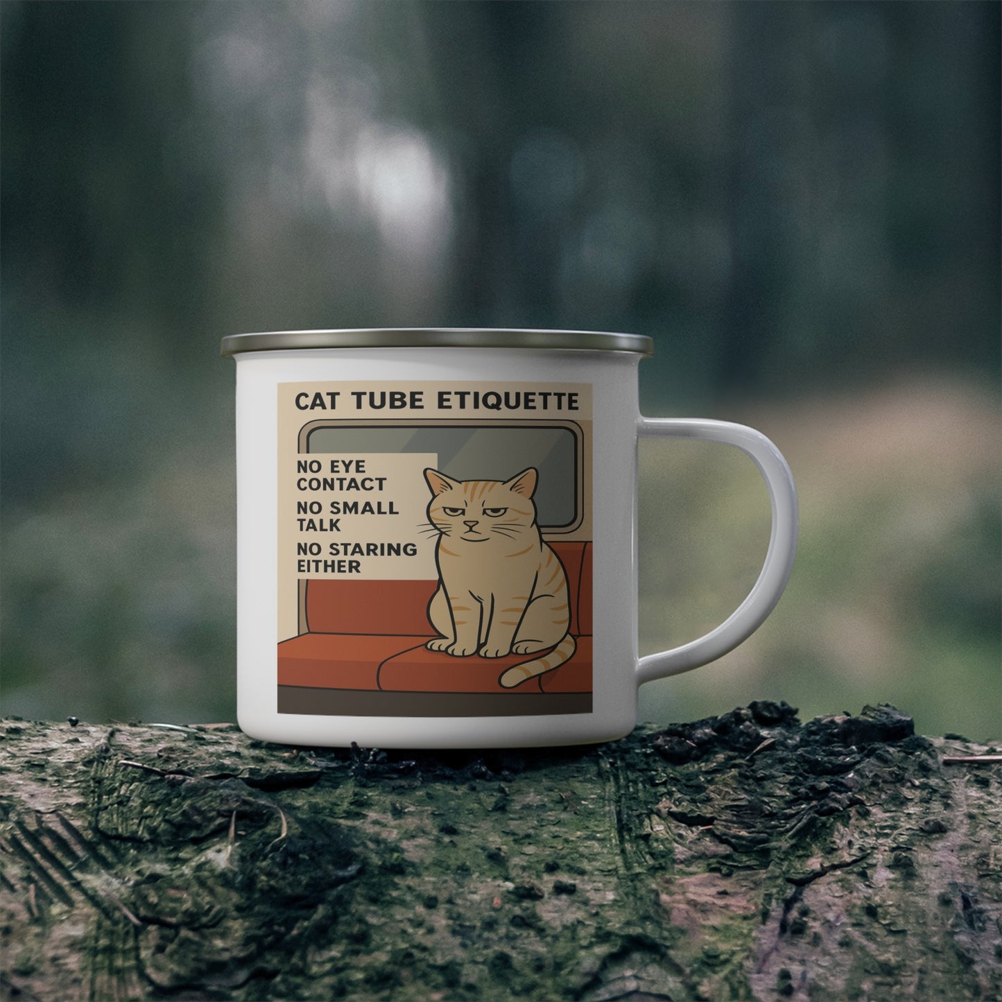 The Grumpy Commuter Cat Camping Mug