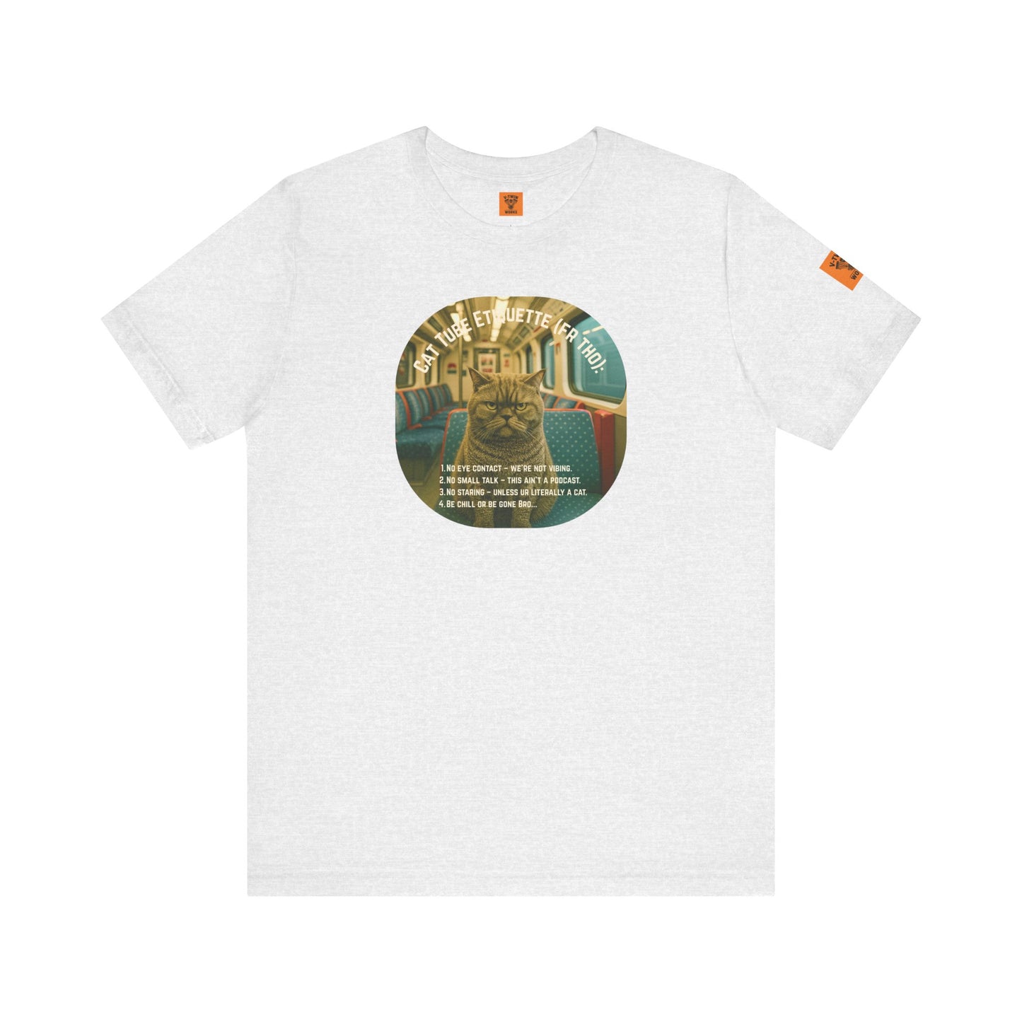 Unisex Retro Funny Grumpy Commuter Cat Tee