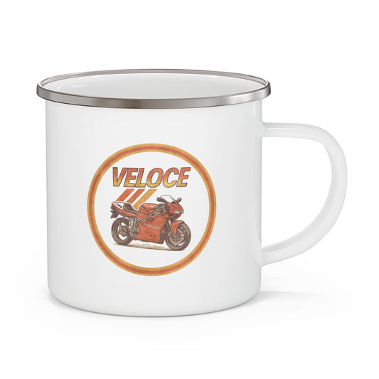 Retro Ducati Motorbike Enamel Camping Mug