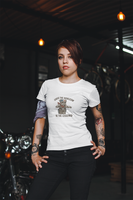 Ladies Fitted Funny Biker T Shirt with Terrier Dog