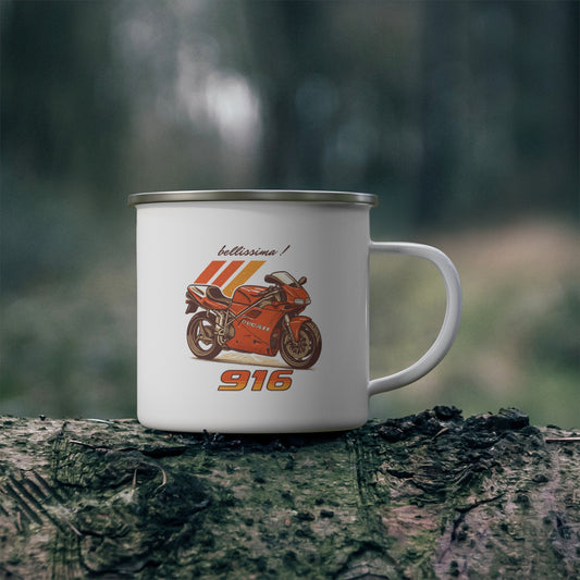 Retro Ducati Motorbike Enamel Mug