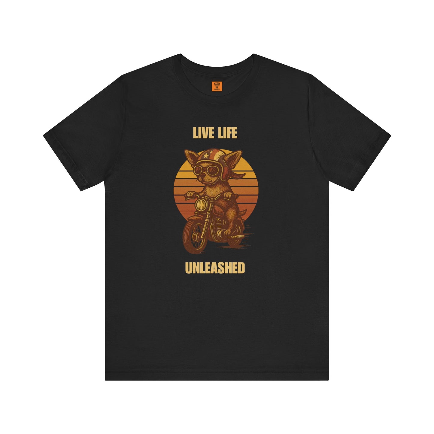 Unisex Funny Retro Vintage Sunset Biker Dog Chihuahua Tee