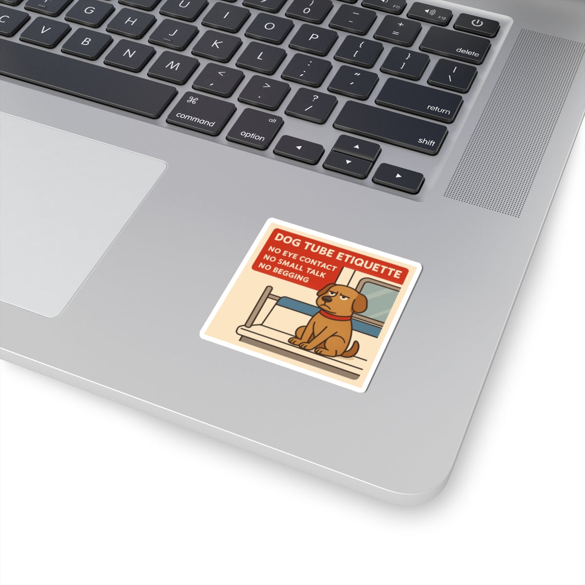 Funny Grumpy Cute Dog Commuting Animal Sticker