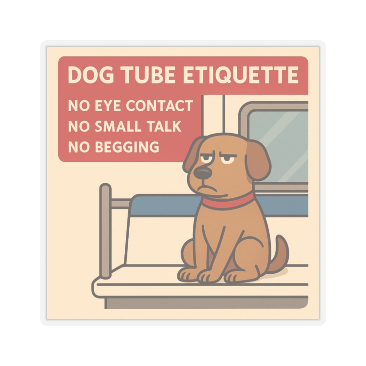Funny Grumpy Cute Dog Commuting Animal Sticker