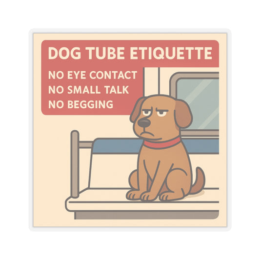 Funny Grumpy Cute Dog Commuting Animal Sticker