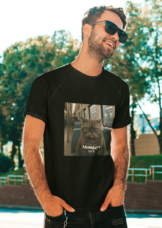 Unisex Retro Funny Grumpy Commuter Cat Tee
