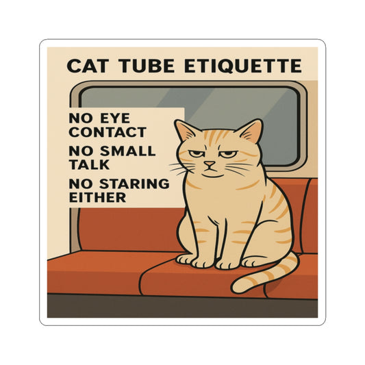 Funny Grumpy Cute Cat Commuting Animal Sticker