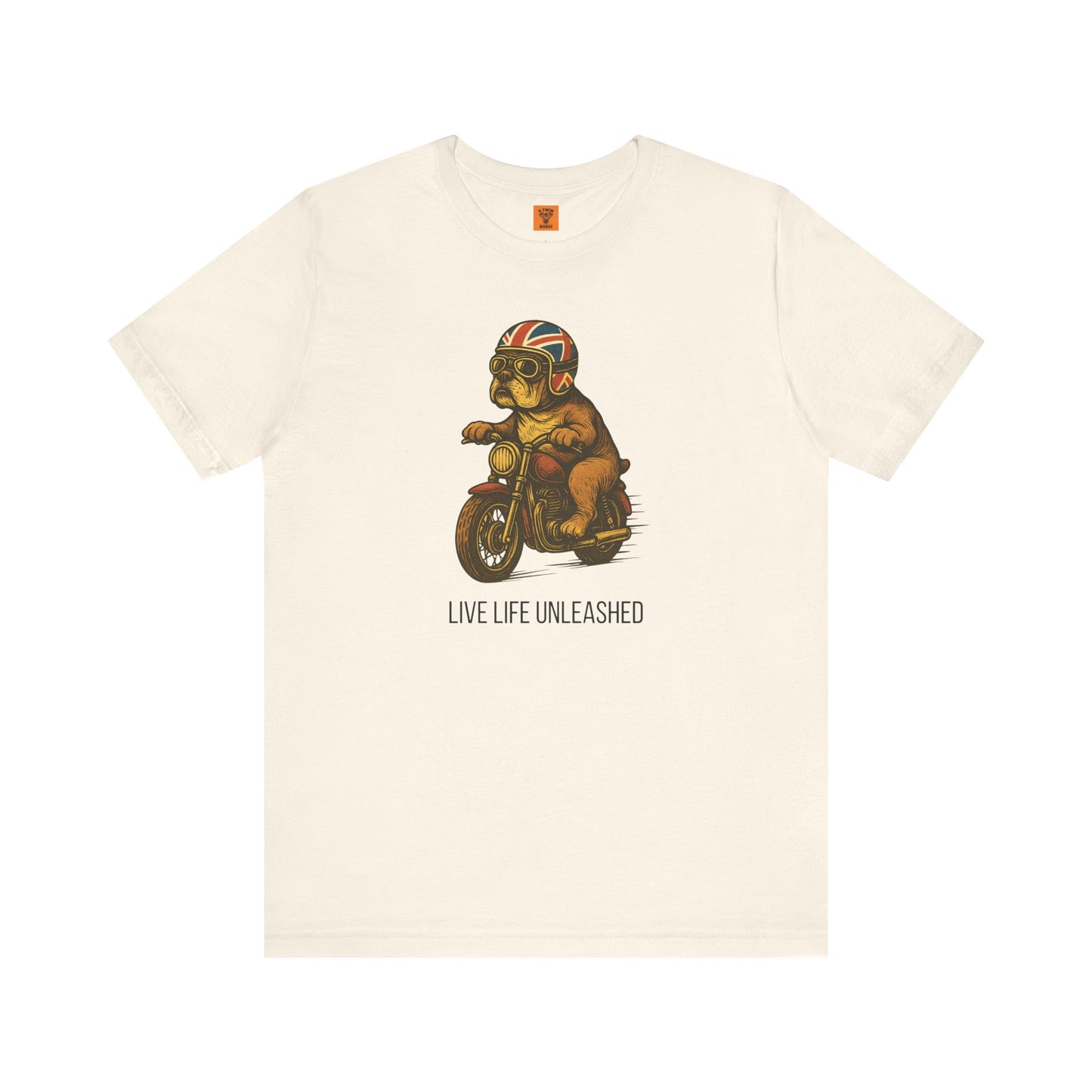 Unisex Funny Retro Vintage Sunset Biker Dog British Bulldog Tee