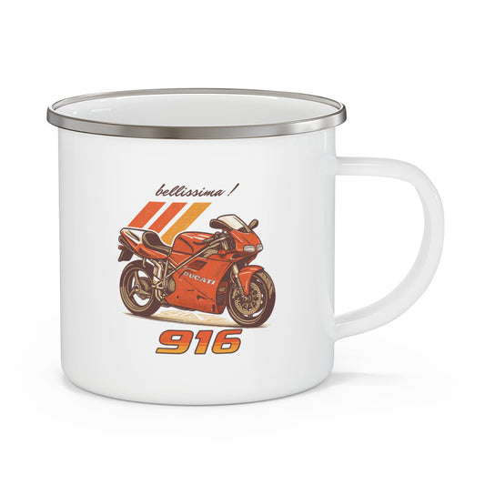 Retro Ducati Motorbike Enamel Mug