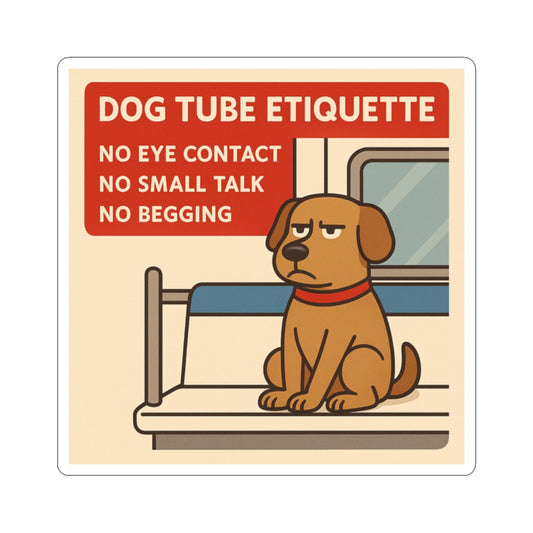 Funny Grumpy Cute Dog Commuting Animal Sticker