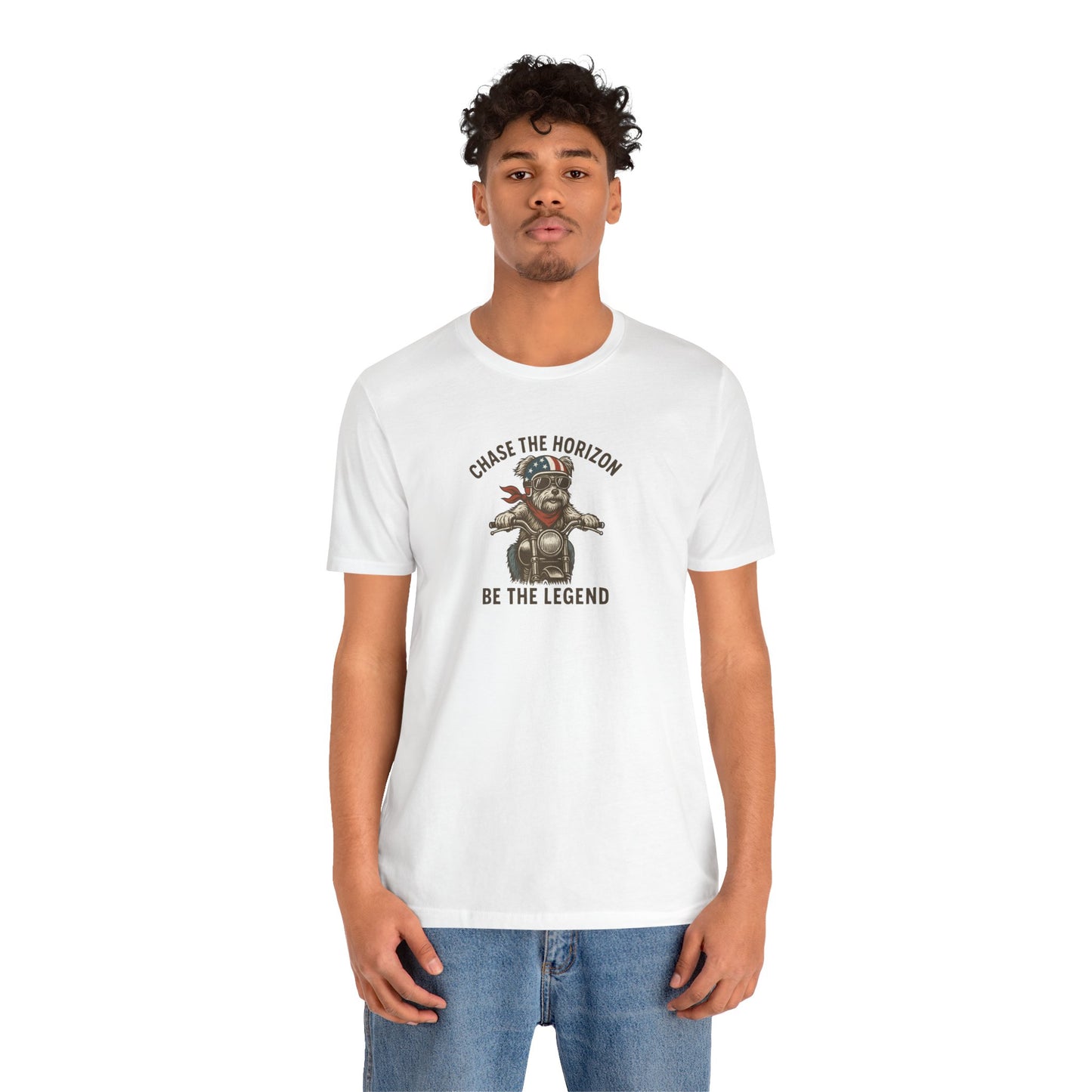 Funny Retro Biker Dog Scottish Terrier Monochrome Uni-Sex Tee
