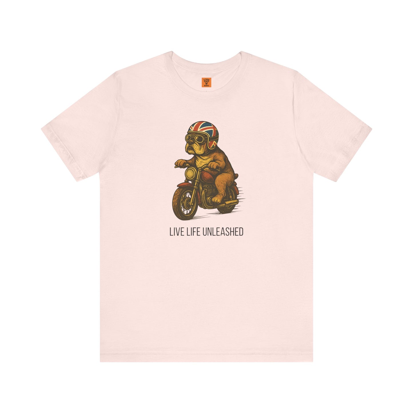 Unisex Funny Retro Vintage Sunset Biker Dog British Bulldog Tee