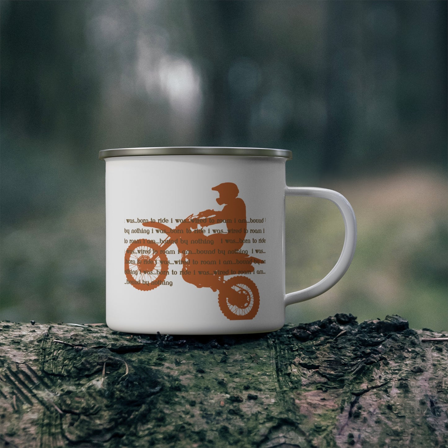 Enamel Mug Inspirational Adventure Motorbike