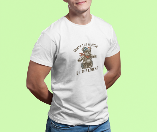 Funny Retro Biker Dog Scottish Terrier Monochrome Uni-Sex Tee