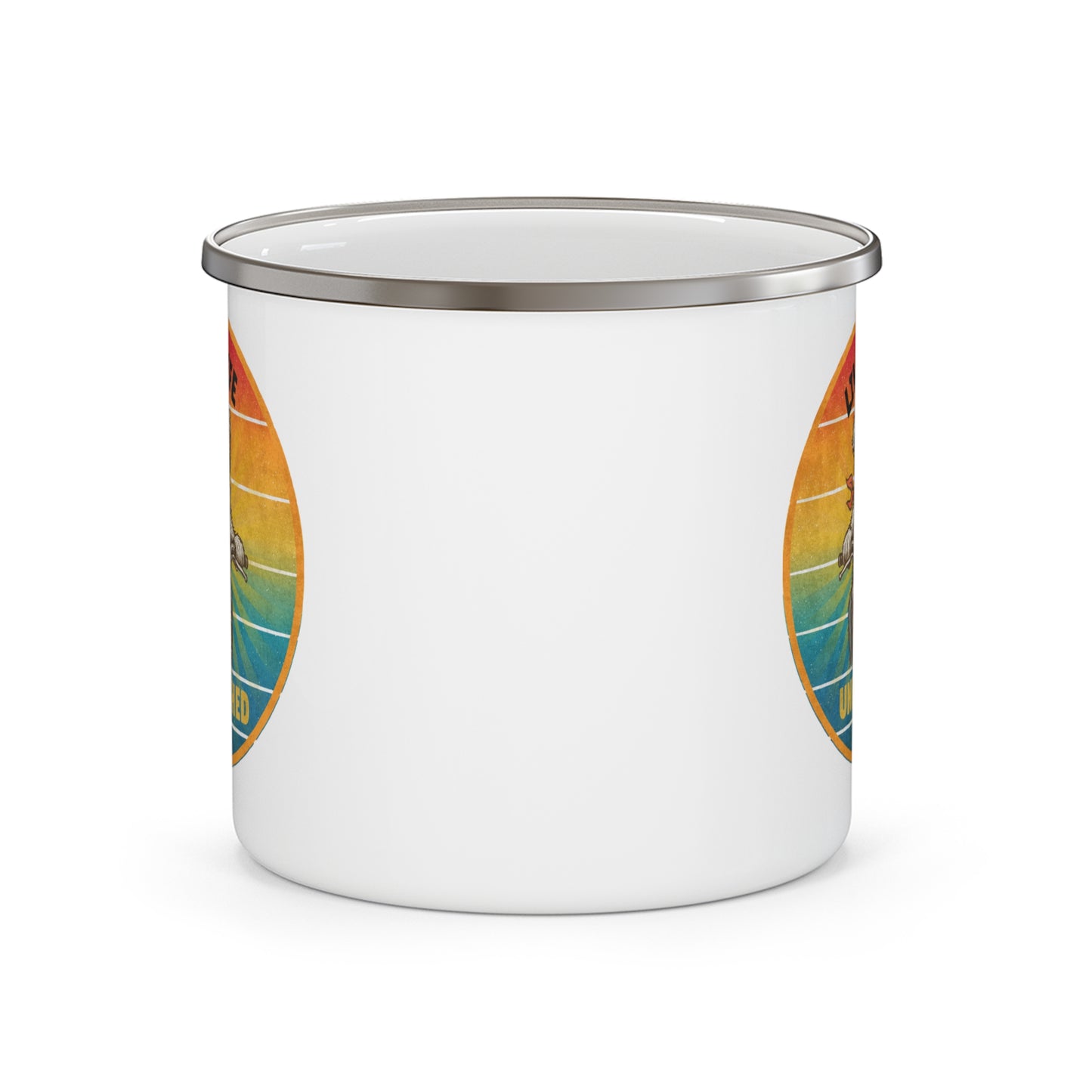 Inspirational Terrier Retro Sunset Biker Enamel Mug