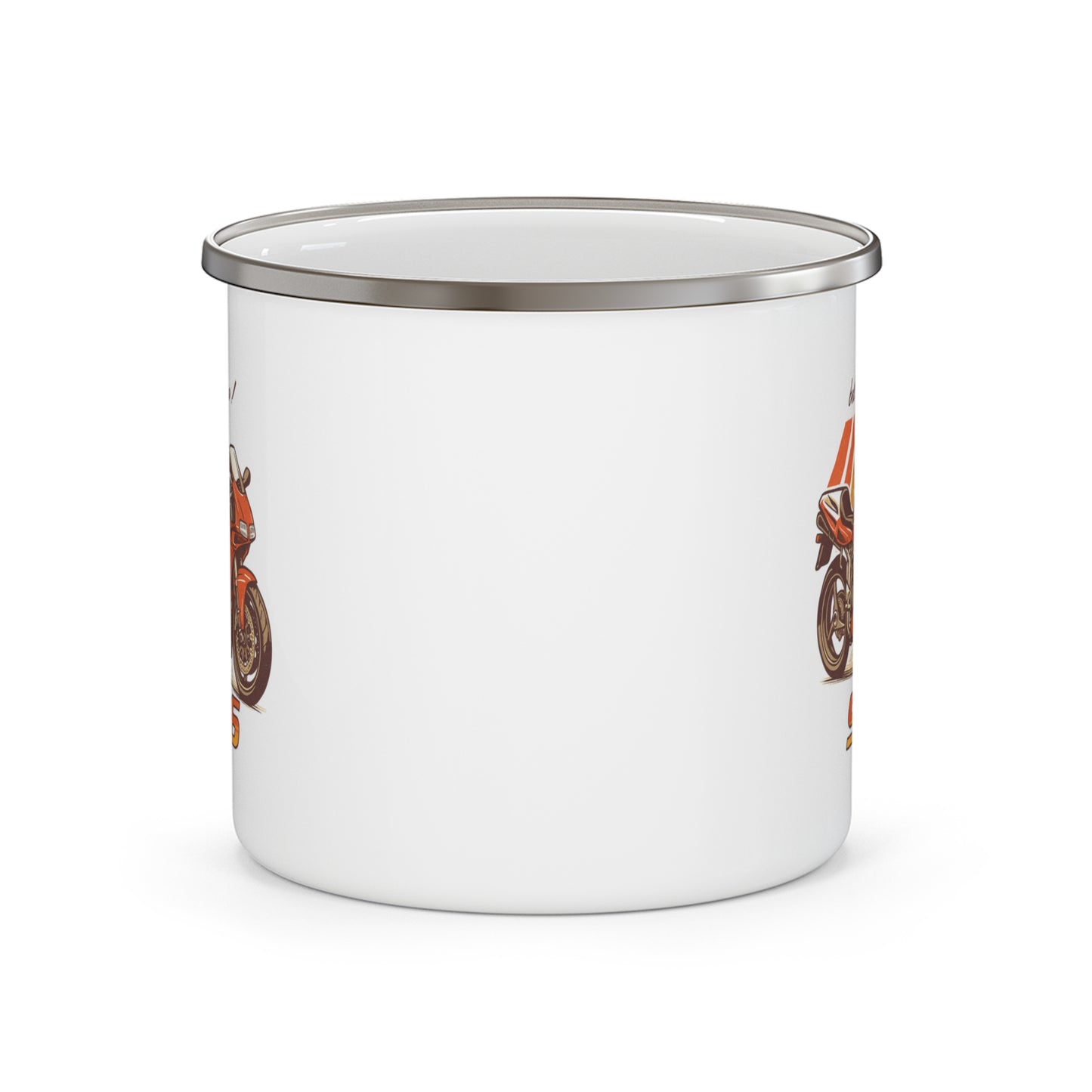 Retro Ducati Motorbike Enamel Mug