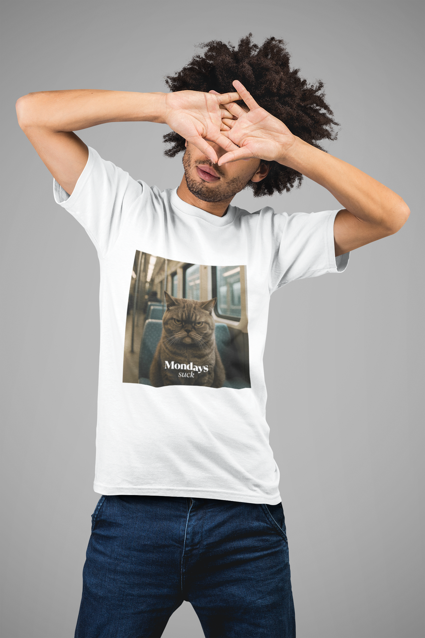 Funny Grumpy Cat Unisex T- Shirt: Monday Morning Commute